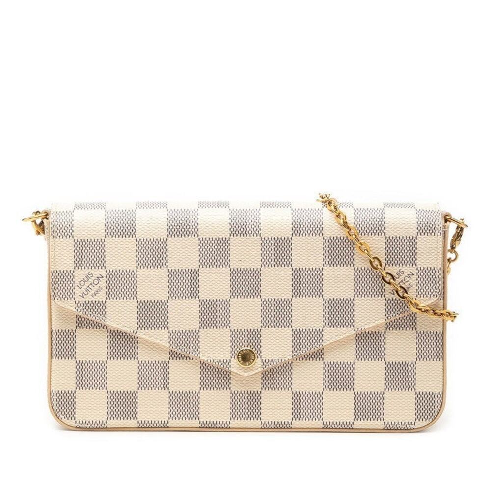 Louis Vuitton Damier Azur Pochette Felicie Chain Shoulder Bag White